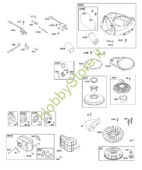 A - Filtro aria, alloggiamento ventola, impianto gas di scarico, volano, ReadyStart B&S - 31 €¦ 31R507-0008-B1 brand Stihl